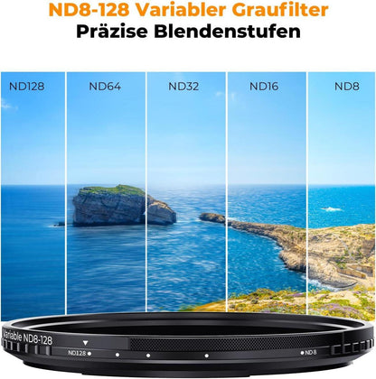 K&F Concept 58mm Nano-X Magnetischer Variable ND Filter ND8-128 (3-7 Stop) Adapter
