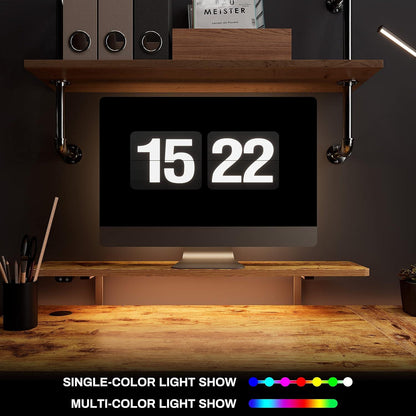 Höhenverstellbarer L-Form Schreibtisch 155x110 cm LED Monitorständer