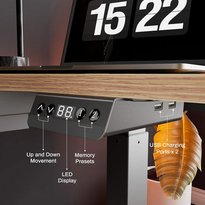 EUREKA ERGONOMIC Höhenverstellbarer L-Form Schreibtisch 155x110 cm LED