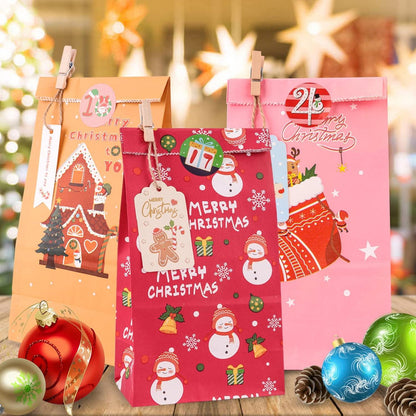 Adventskalender Tüten zum Befüllen Set 2024 - Weihnachtliche DIY