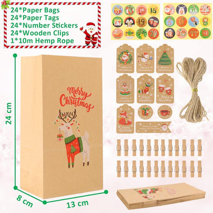 Adventskalender zum Befüllen Kinder 2024 - Bastelpapier Set