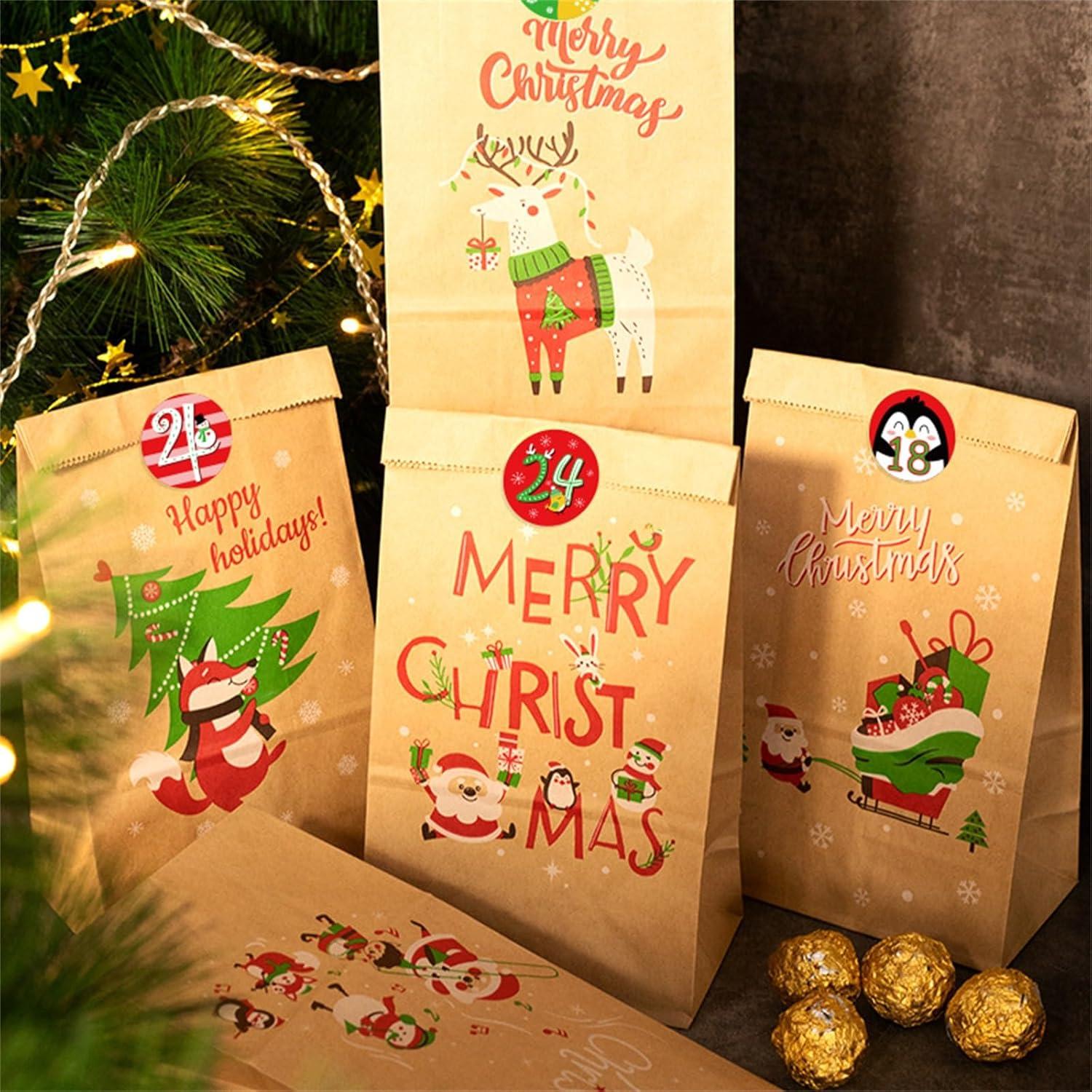 Adventskalender Tüten zum Befüllen Set 24 Papiertüten 2024