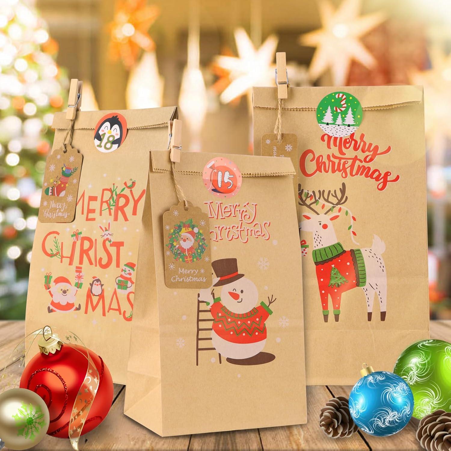 Adventskalender zum Befüllen Tüten Braun Kinder 2024