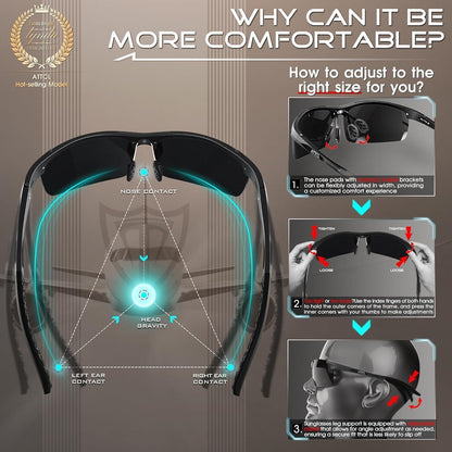 ATTCL Herren Polarisierte Sport-Sonnenbrille Al-Mg