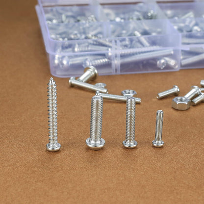 Schrauben-Set M3 M4 M5 mit Muttern & Unterlegscheiben, 550 Teile Silber