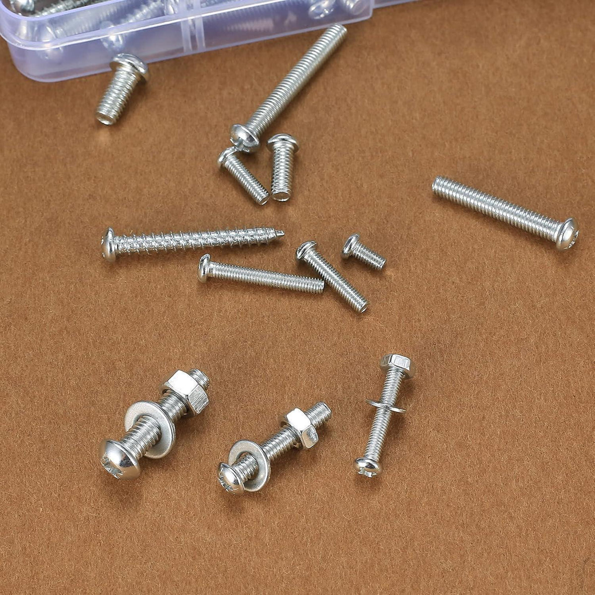 Schrauben-Set M3 M4 M5 mit Muttern & Unterlegscheiben, 550 Teile Silber