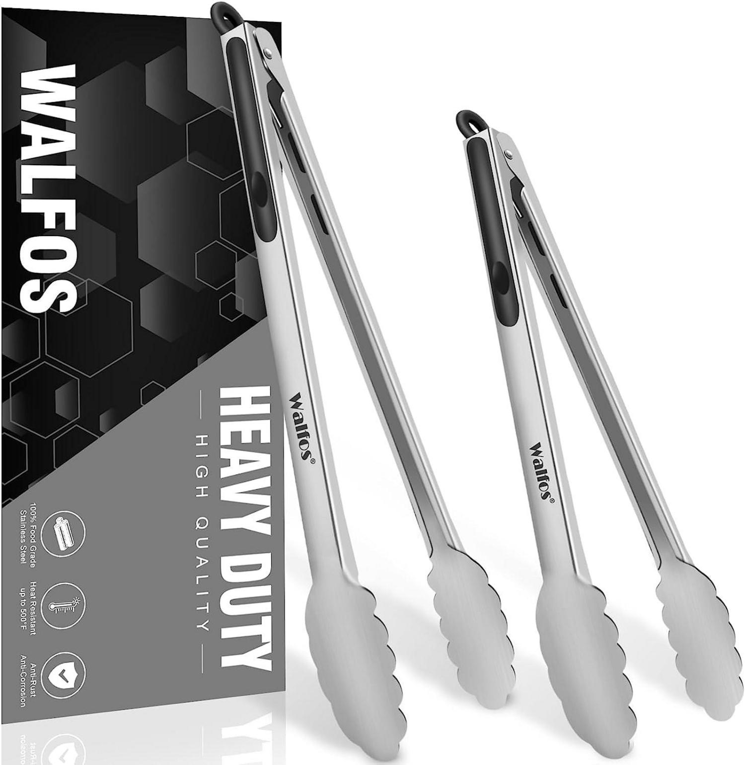 Grillzange Edelstahl hitzebeständiger Griff 30cm 43cm 2 Stück