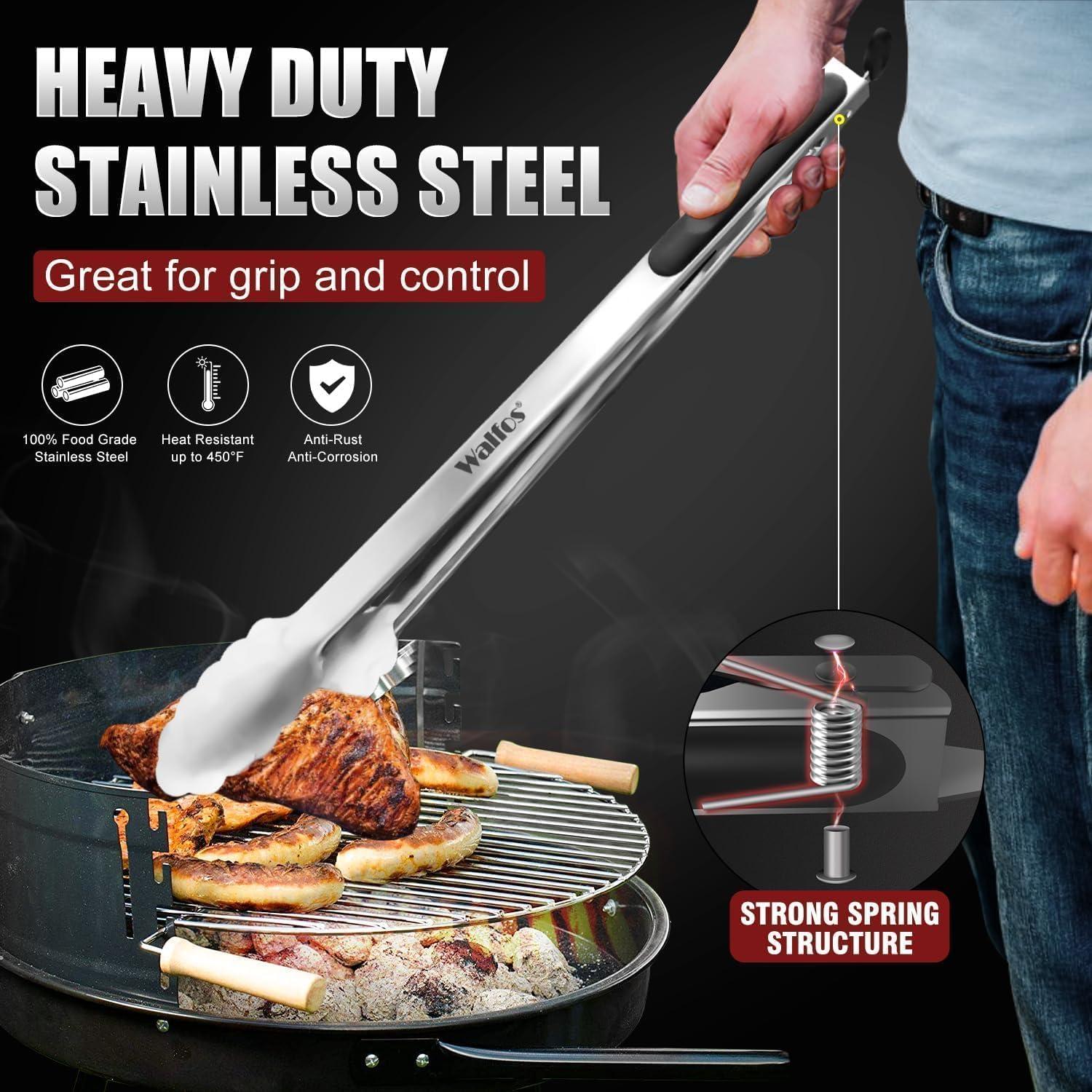 Grillzange Edelstahl hitzebeständiger Griff 30cm 43cm 2