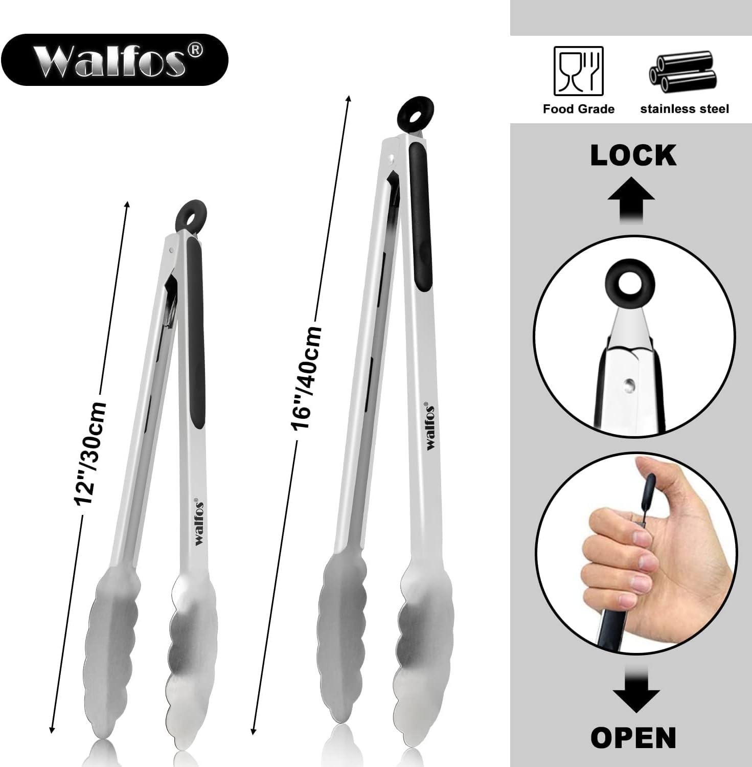 Grillzange Edelstahl hitzebeständiger Griff 30cm + 43cm 2 Stück