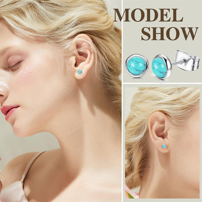 Mondstein Opal Türkis Ohrstecker Set Chirurgenstahl 4 Paare