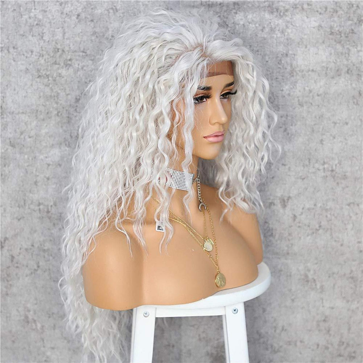 Lockige Blonde Synthetische Perücke mit Lace Front 26 Zoll