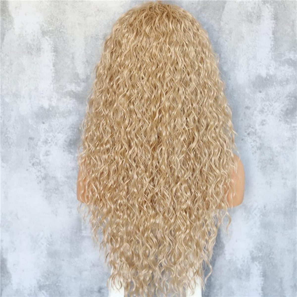 Lockige Lace Front Perücke Asche Gold – Synthetisch & Hitzebeständig 26 Zoll