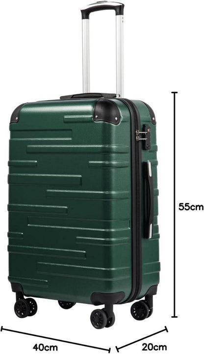 COOLIFE Hartschalen-Koffer Rollkoffer Mittelgrün ABS TSA 4 Rollen 67x45x25cm