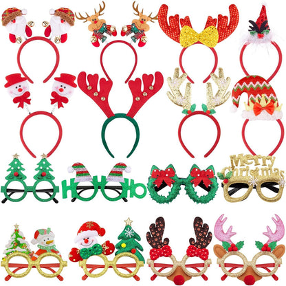 Weihnachts Haarreifen und Brillen Set 16-teiligscriptId