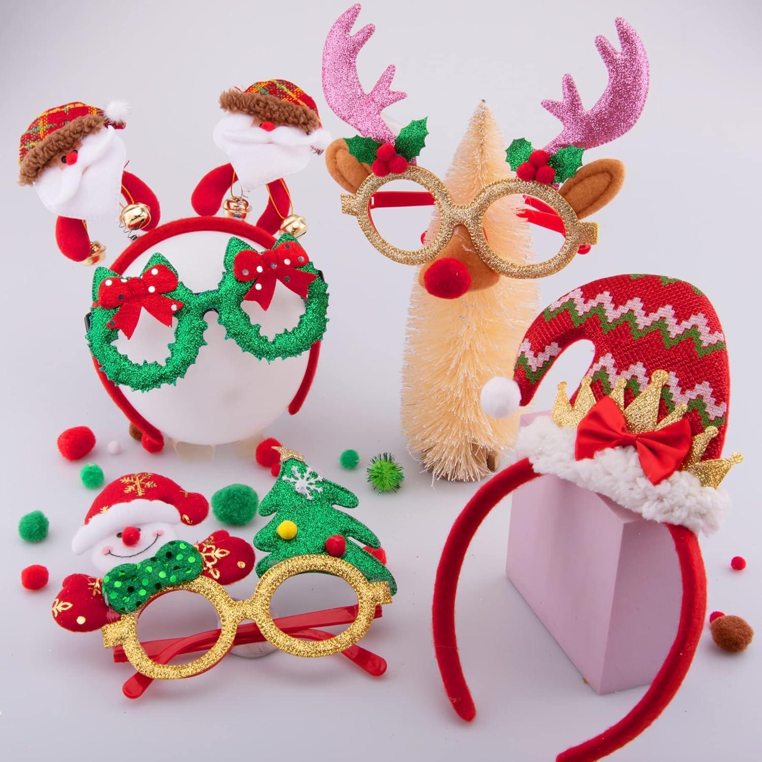 Weihnachts Haarreifen und Brillen Set 16-teiligscriptId