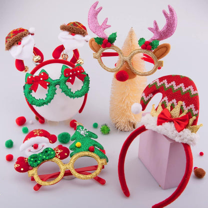 Weihnachts Haarreifen und Brillen Set 16-teiligscriptId