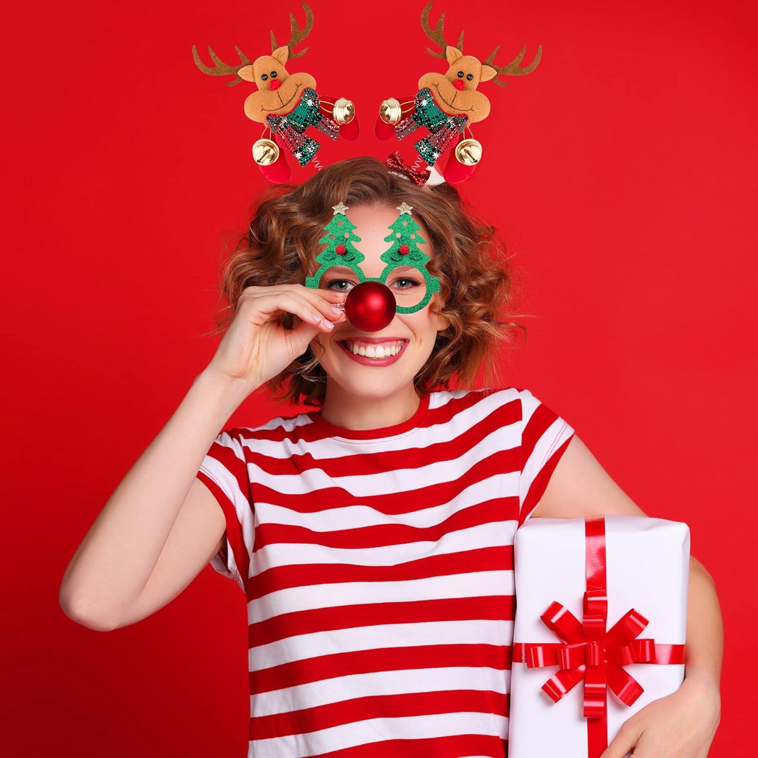 8er Set Weihnachts Haarreifen & Brillen Rahmen - Lustige Weihnachts