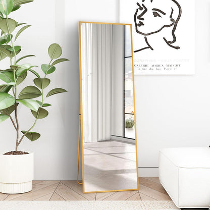 Ganzkörperspiegel Standspiegel Gold 150x40cm | Lehnbar & Wandmontage