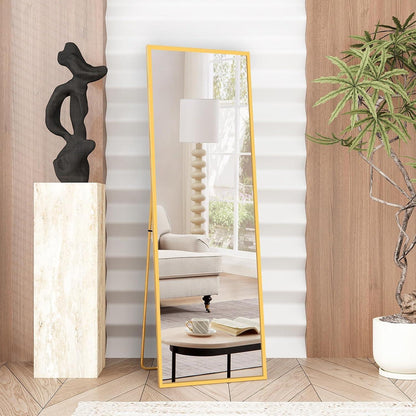 Ganzkörperspiegel Standspiegel Gold 150x40cm | Lehnbar & Wandmontage