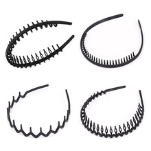 Elastisches Haarband 4er Pack Matt Schwarz Zickzack Sport Haarreifen