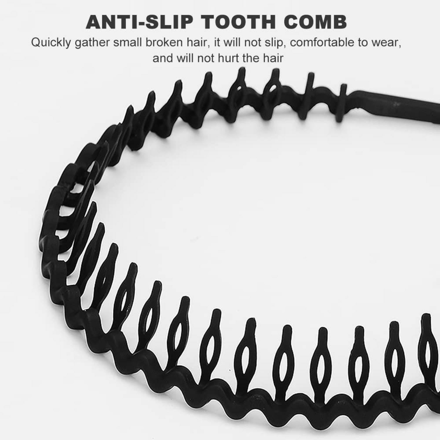 Elastisches Haarband 4er Pack Matt Schwarz Zickzack Sport Haarreifen