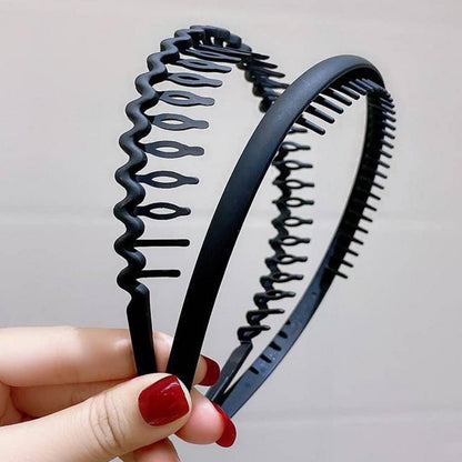 Elastische Zickzack Haarbänder Männer 4er Pack Schwarz Sports Yoga