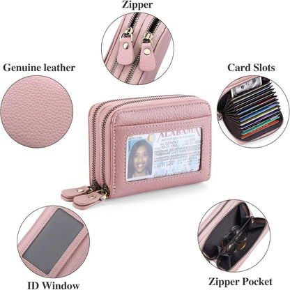 Damen Geldbörse Echtes Leder RFID-Schutz Mini Portemonnaie Brieftasche