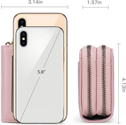 Damen Geldbörse Echtes Leder RFID Schutz Mini Portemonnaie Zipper