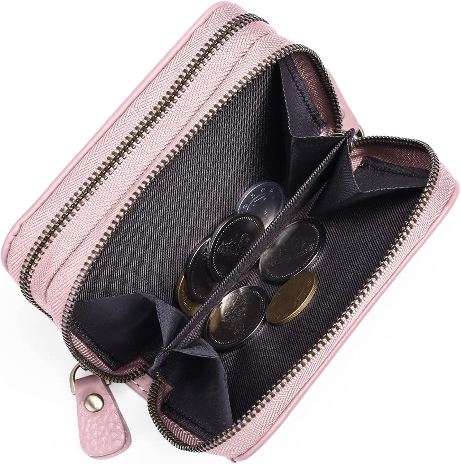Damen Geldbörse aus echtem Leder RFID Schutz Mini Portemonnaie Brieftasche