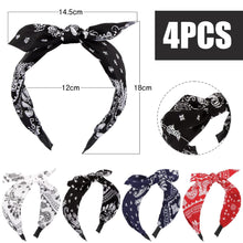 4 Stk. Damen Haarreifen Paisley Vintage Schleife Kopfband
