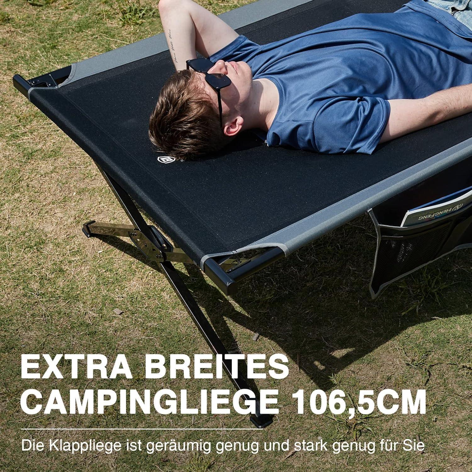 Feldbett Klappbar XXL 300KG Belastbar Campingbett Groß 214cm x106cm