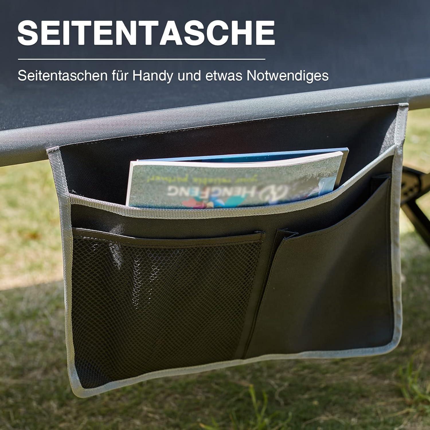 Feldbett XXL 300KG belastbar Klappbett 214cm x106cm Campingbett für