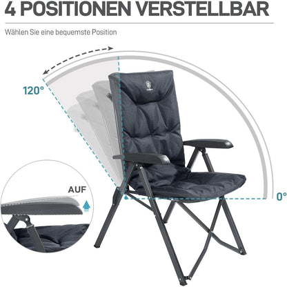 Faltbarer Campingstuhl Rückenverstellbar 4 Positionen 150 KG