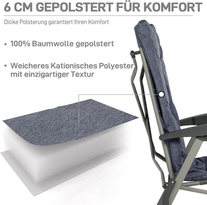 Campingstuhl 4 Positionen Rückenverstellbar 150 KG Belastbarkeit Grau 2 Stück