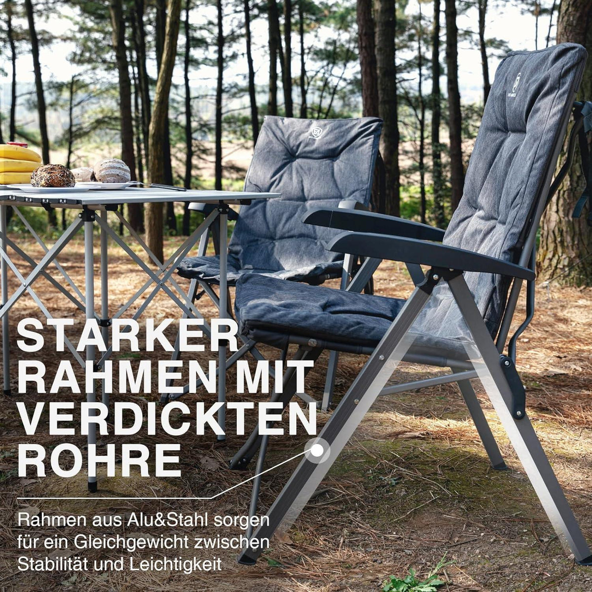 EVER ADVANCED Campingstuhl Faltbar Rückenverstellbar 150 KG Gepolstert 4