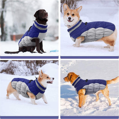 Wasserdichter Hundemantel Winterjacke Fleece Reflektierend 3XL Blau