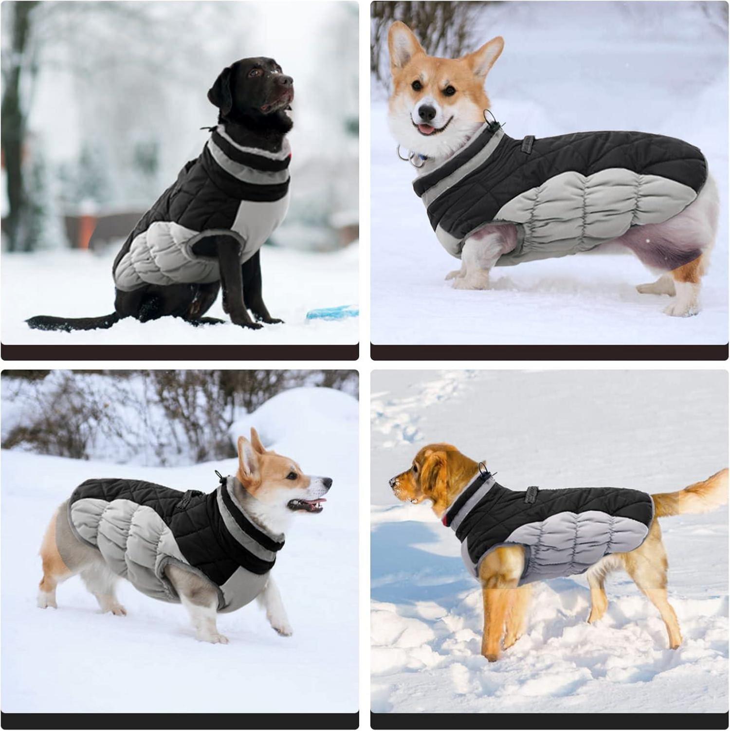 Hundemantel Wasserdicht Winterjacke Fleece Reflektierend XS Schwarz