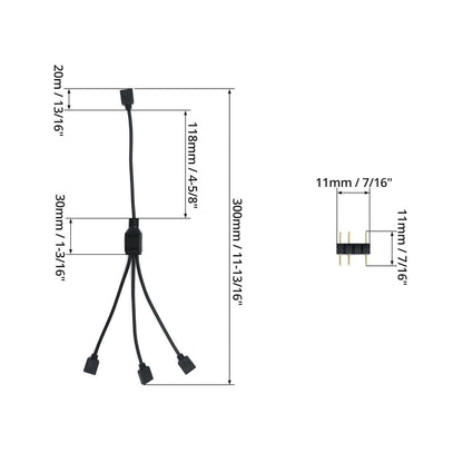 QWORK® 5V ARGB Splitterkabel 1 Buchse auf 3 Stecker