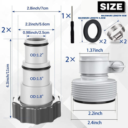 4er Set Poolschlauch Adapter Pool Intex Schlauchadapter