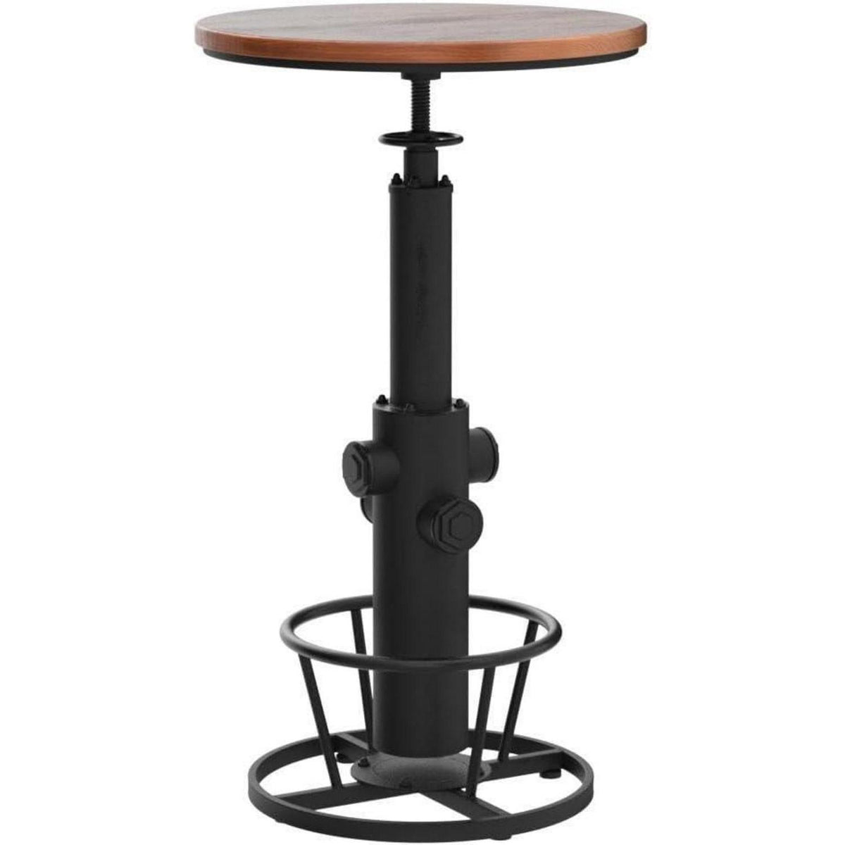 BOKKOLIK Bartisch höhenverstellbar, drehbar, rund, Holzplatte, Schwarz