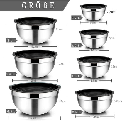 Homikit Edelstahl Rührschüssel Set 7er Schwarz