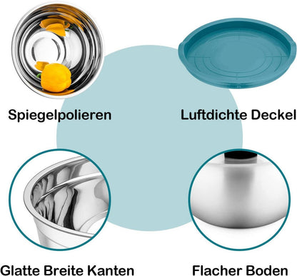 Edelstahl Rührschüssel Set mit Luftdichtem