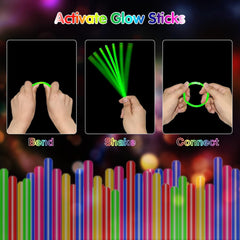 Knicklichter Set 100 Stück mit Anschlüssen 20CM Ultra Heller Glow