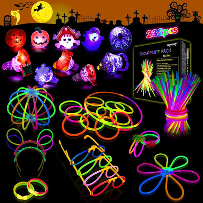 Knicklichter Party Set Halloween Deko Leuchtstäbe 100 Stück 232PCS