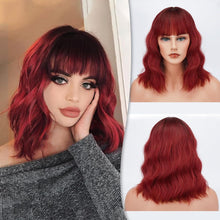 Kurze Bob Perücke mit Pony Lockige Synthetische Cosplay Perücke