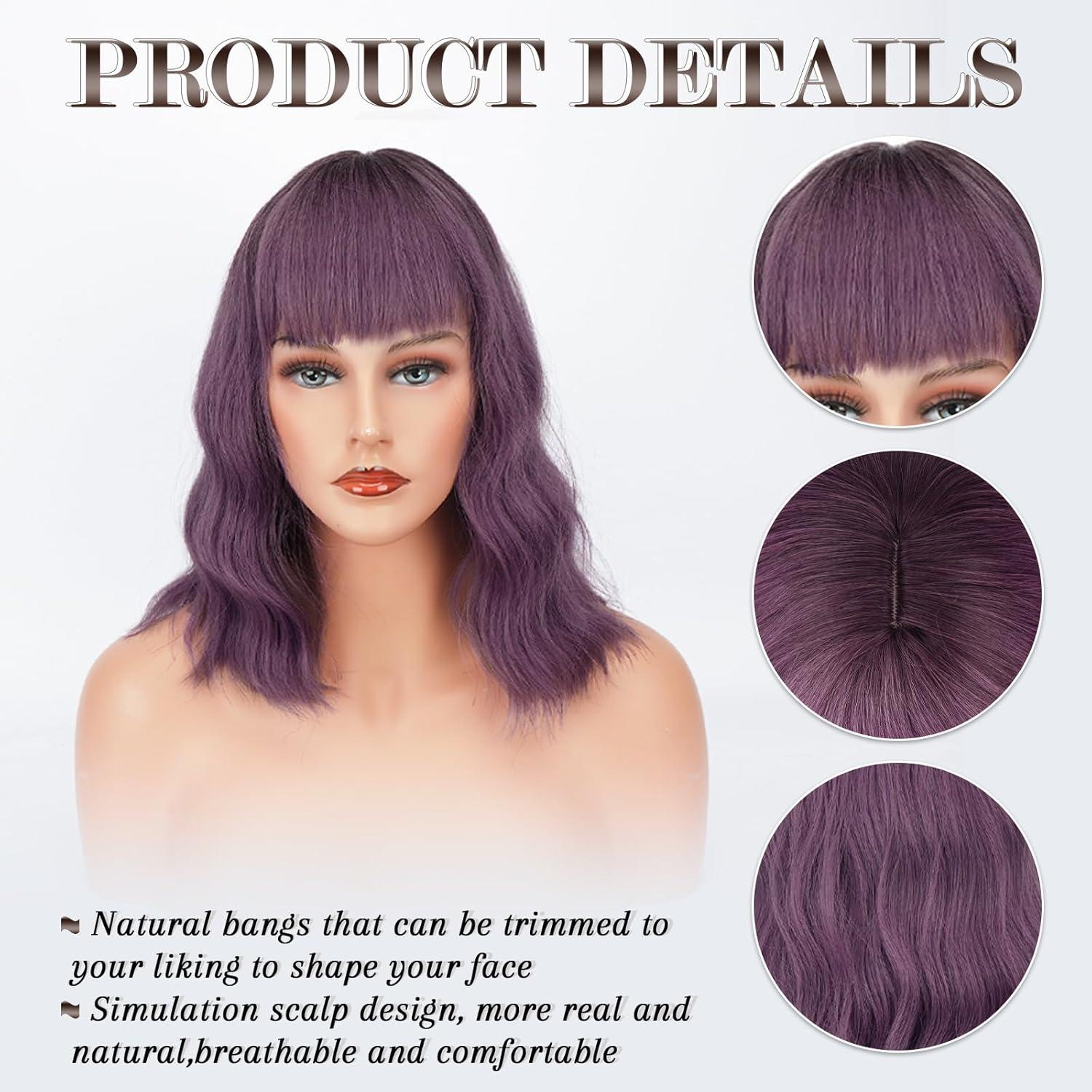 Kurze Bob Perücke mit Pony lockige Synthetische Cosplay Perücke 14 Zoll