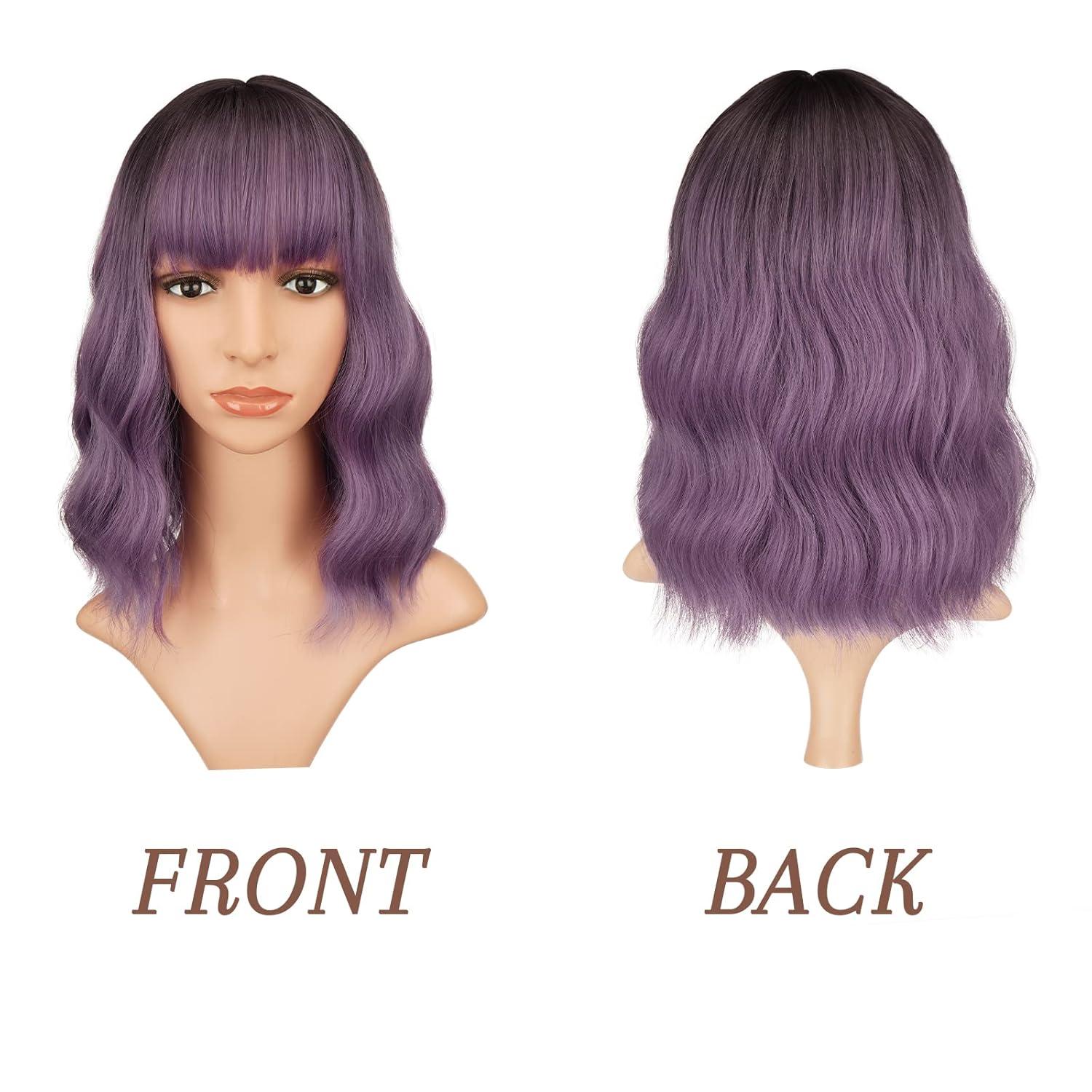 Kurze Bob Perücke mit Pony lockige Synthetik Cosplay Frauen Perücke
