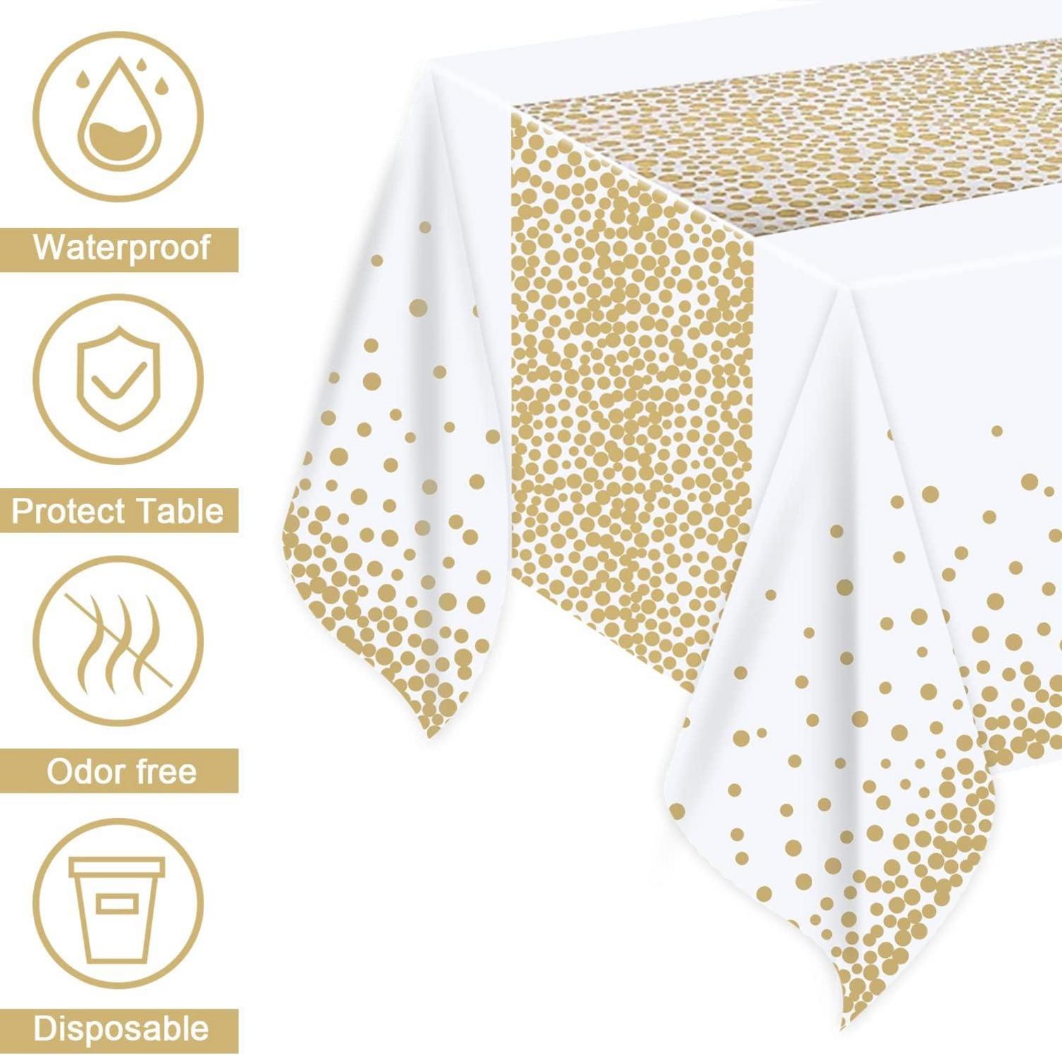 Einweg Tischdecke Gold Polka Dot, 137 x 274 cm, 4 Stück