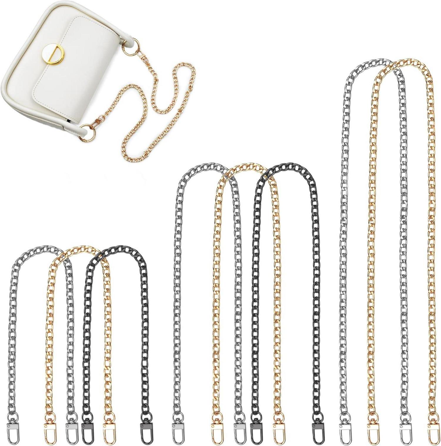 8er Set Taschenketten Metall Schulterriemen Gold Silber Schwarz