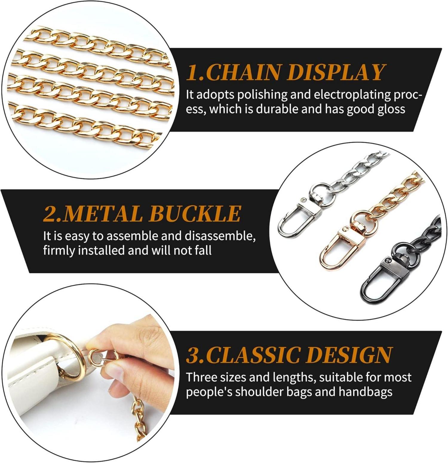 8er Set Taschenketten Metall Schulterriemen Gold Silber Schwarz